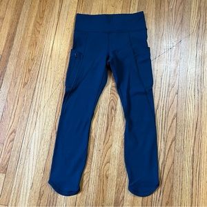 ATHLETA Sz Small Tall ST All In Capri Tight Leggings Workout Pockets Bluegreen